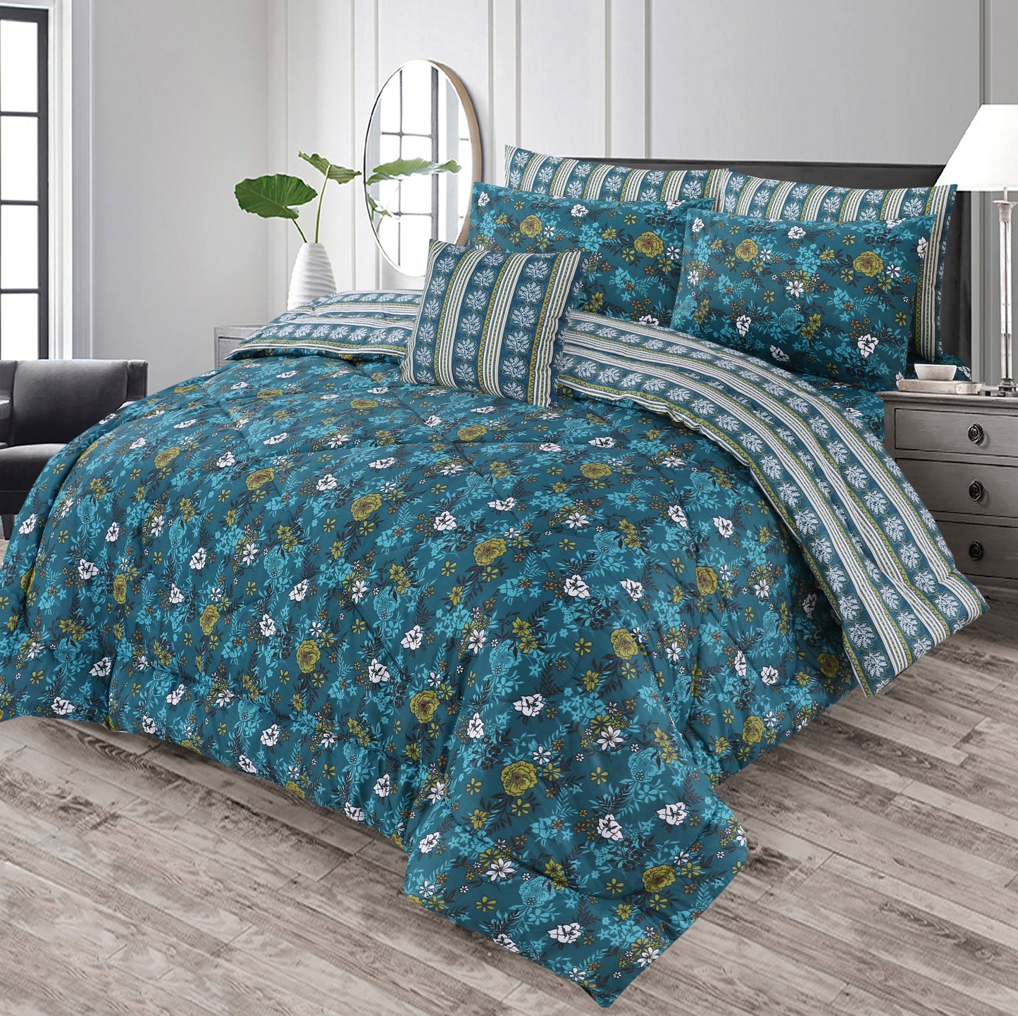 7 Pcs Comforter Set King Size Design KCC 17