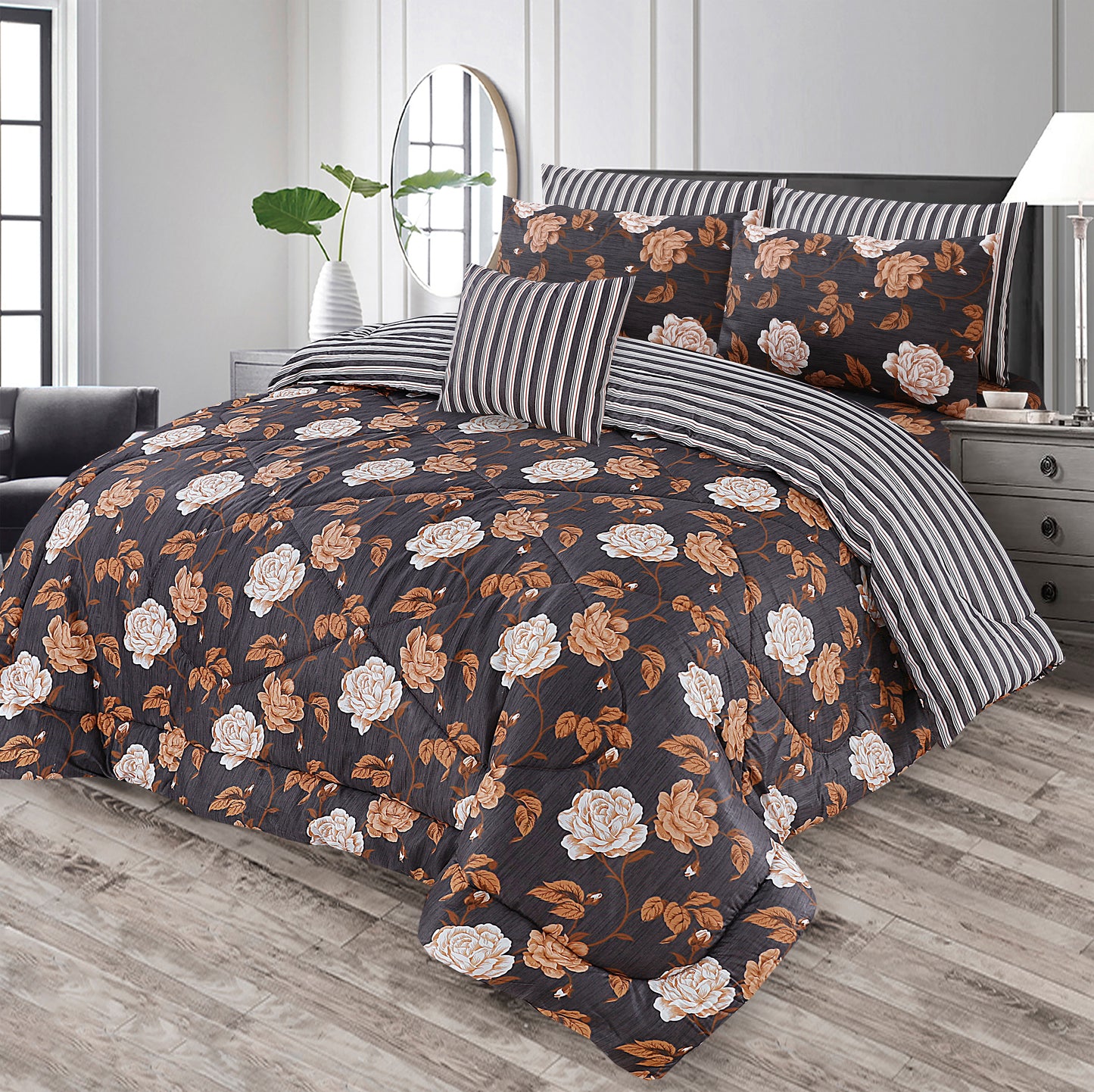 7 Pcs Comforter Set King Size Design KCC 19