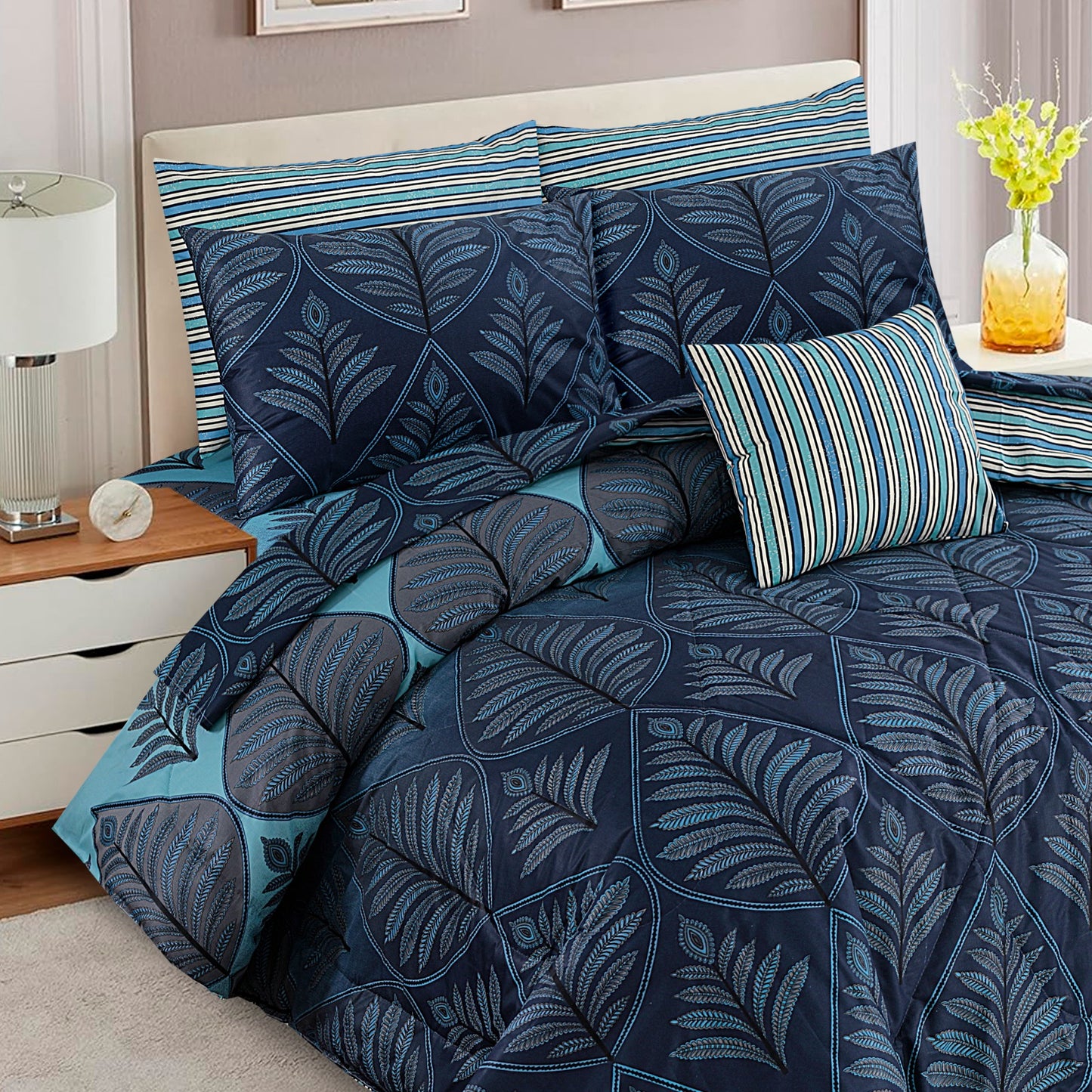 7 Pcs Comforter Set King Size Design KCC 6