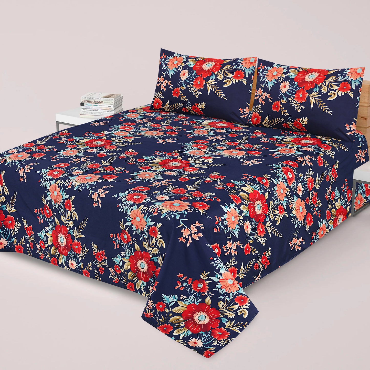 3 Pcs Premium soft cotton Bed sheet C-34