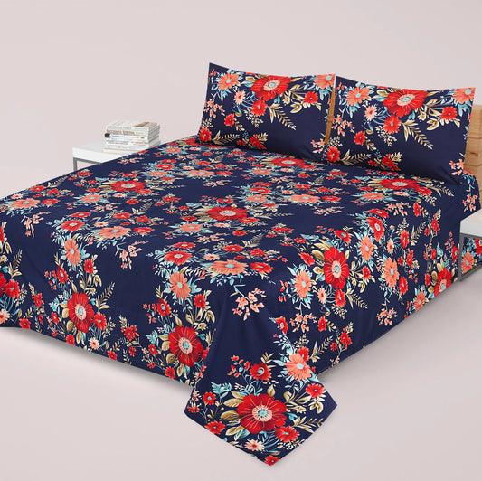3 Pcs Premium soft cotton Bed sheet C-34