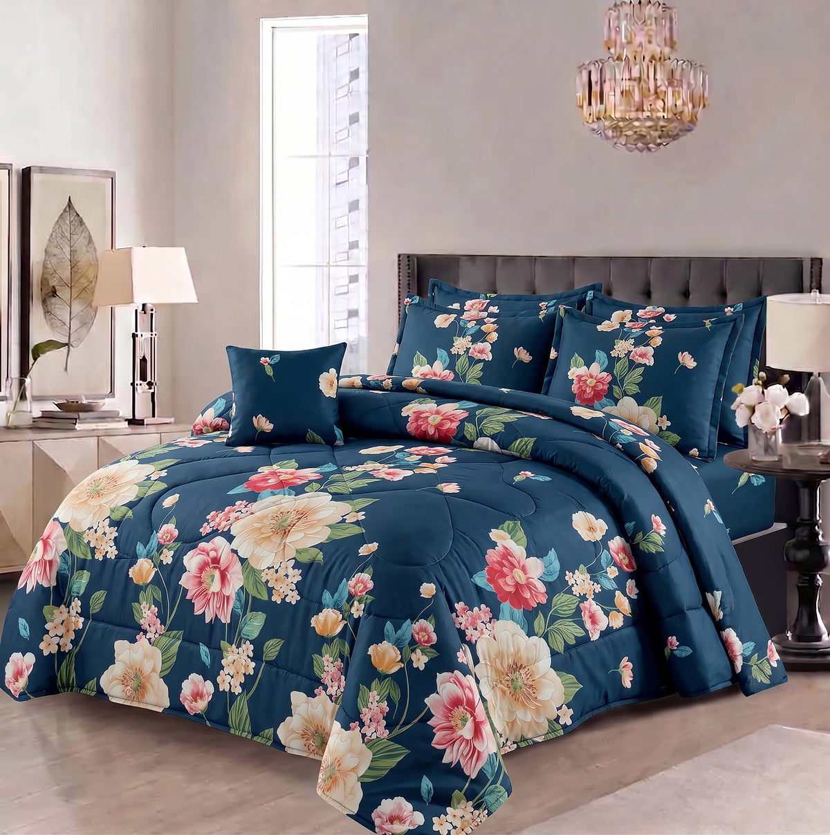7 Pcs Comforter Set King Size Design KCC 22