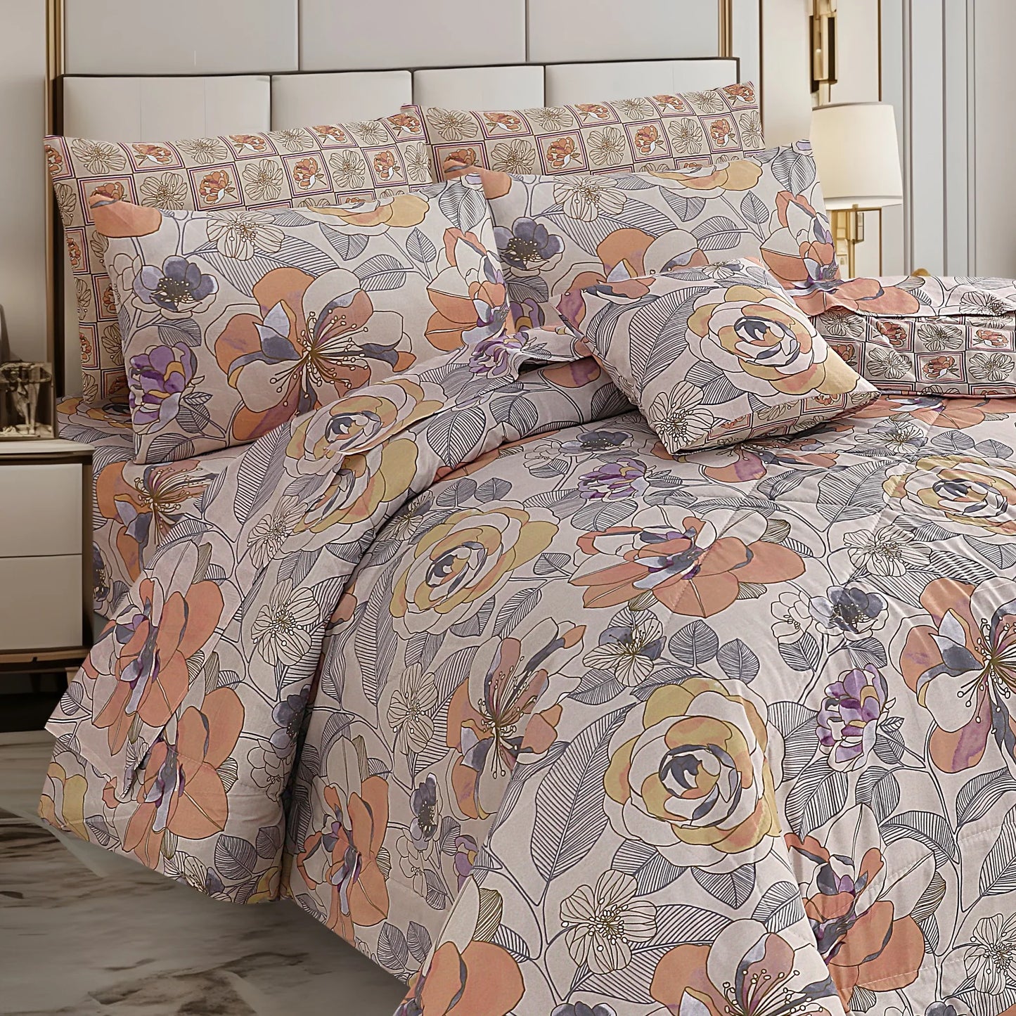 7 Pcs Comforter Set King Size Design KCC 9