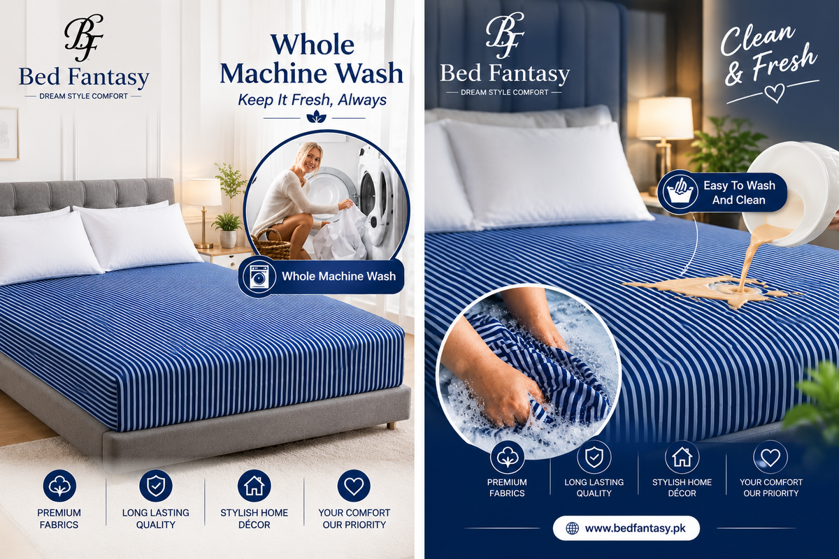 Waterproof Mattress Protector Covers – white-blue lining