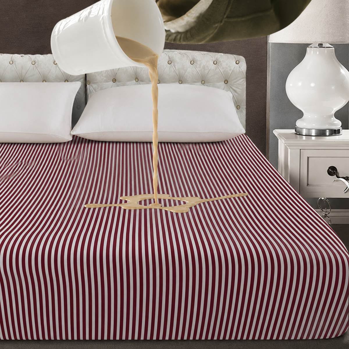 Waterproof Mattress Protector Covers – white-mehroon lining