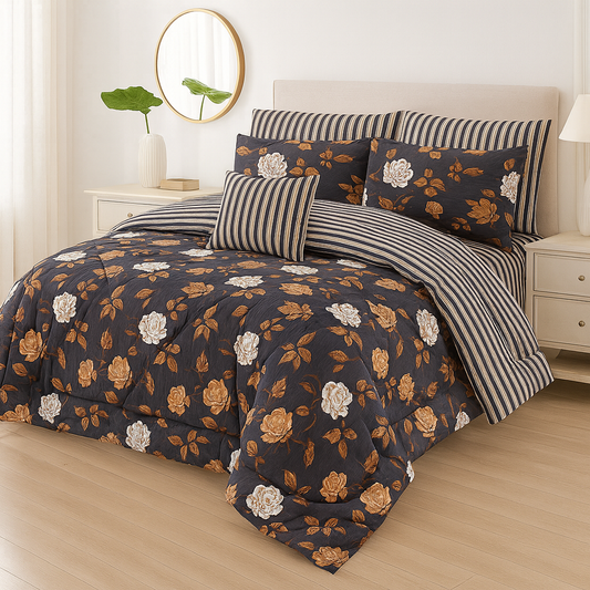 7 Pcs Comforter Set King Size Design KCC 19