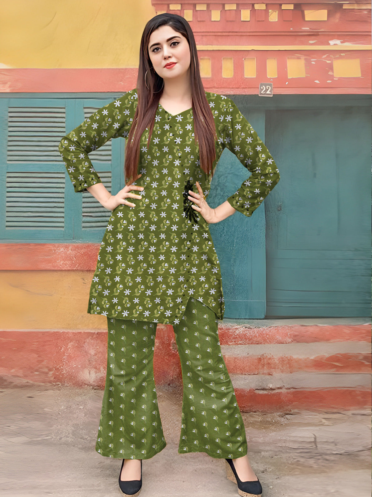 2 Piece – Cotton Digital Print Suit ( Design LS10)