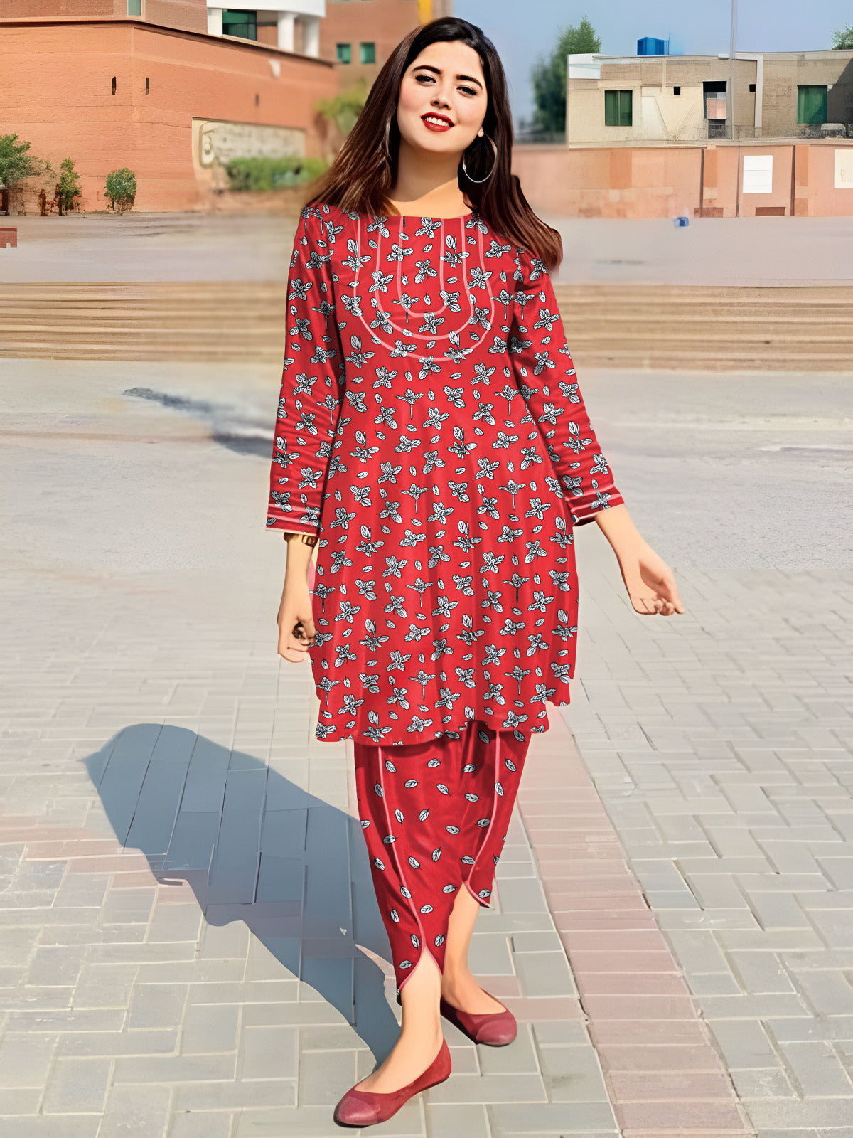 2 Piece – Cotton Digital Print Suit ( Design LS12)