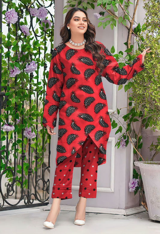 2 Piece – Cotton Digital Print Suit ( Design LS26)