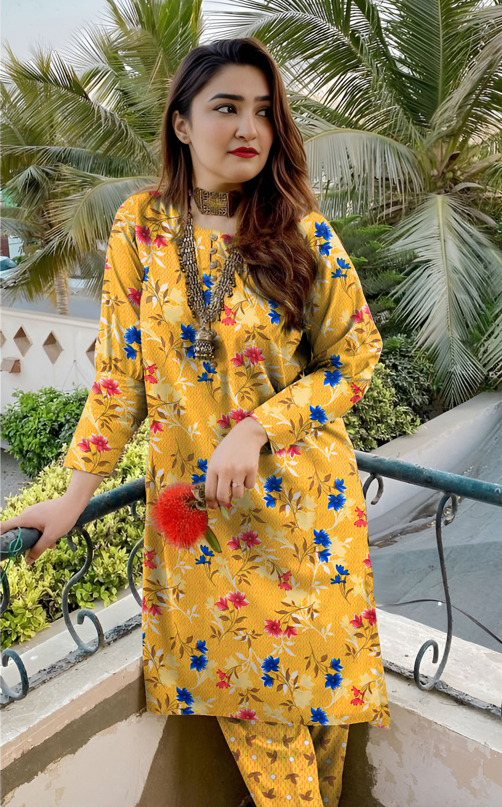 2 Piece – Cotton Digital Print Suit ( Design LS27)