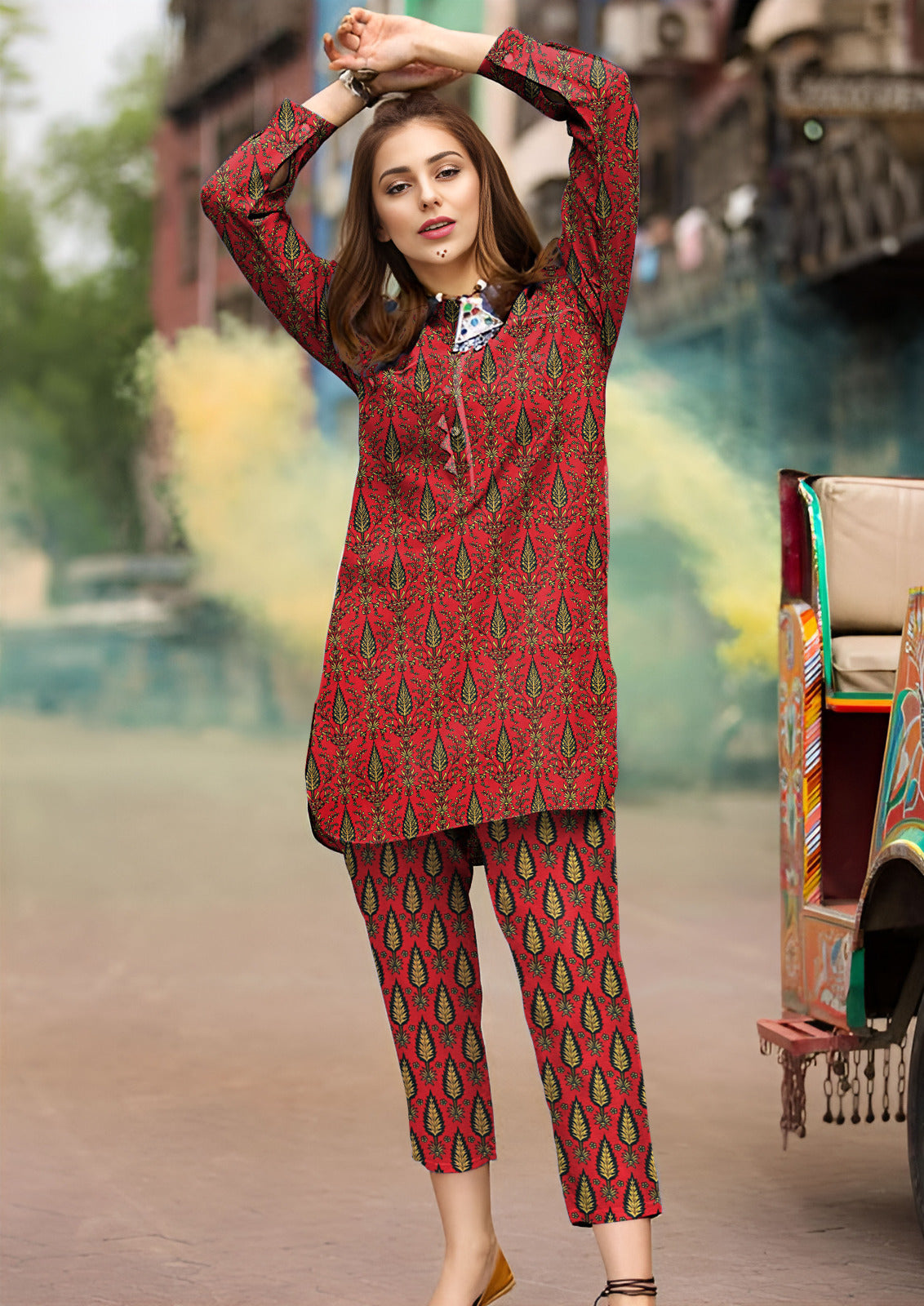 2 Piece – Cotton Digital Print Suit ( Design LS28)