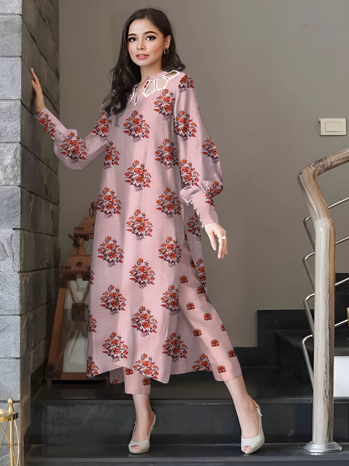 2 Piece – Cotton Digital Print Suit ( Design LS2)