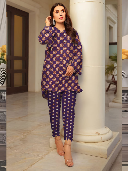 2 Piece – Cotton Digital Print Suit ( Design LS18)