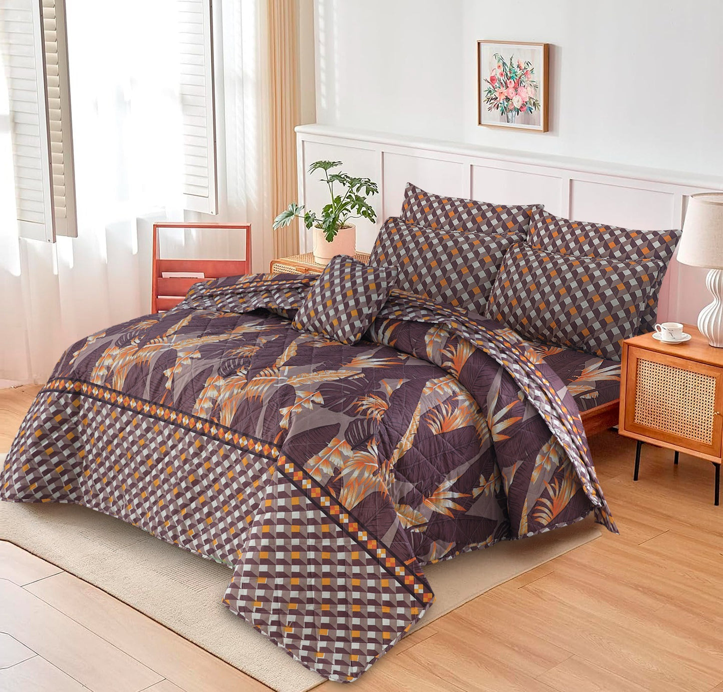 7 Pcs Comforter Set King Size Design KCC 74