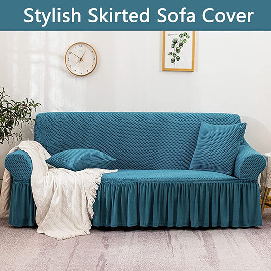 Turkish Style Skirted Sofa Cover - Zinc